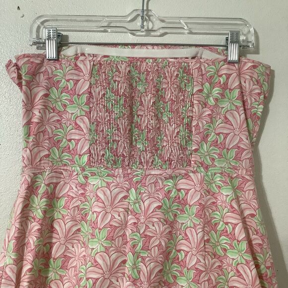 Vineyard Vines Y2K Tropical Beachy Pink Floral Boho Strapless Dress Size 10 - Picture 5 of 8